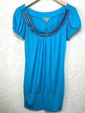 Y2k RUE 21 Embellished Shortsleeved Bubble Hem Tunic NWT Size M